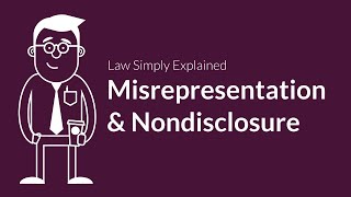 Misrepresentation and Nondisclosure  Contracts  Defenses amp Excuses [upl. by Kalvin]