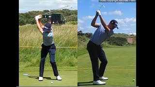 Justin Thomas golf swing  Long Iron faceon amp downtheline July 2017 [upl. by Melak]