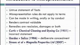 Misrepresentation Lecture 1 of 4 [upl. by Nicram201]